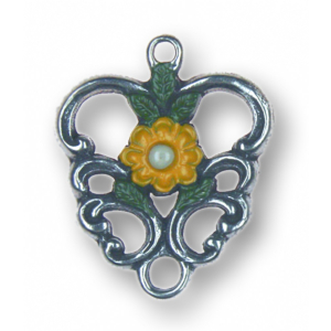 Zinn-Schmuck Anhänger Rankenherz gelb