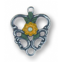 Zinn-Schmuck Anhänger Rankenherz gelb