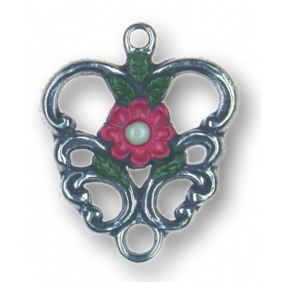 Zinn-Schmuck Anhänger Rankenherz rosa