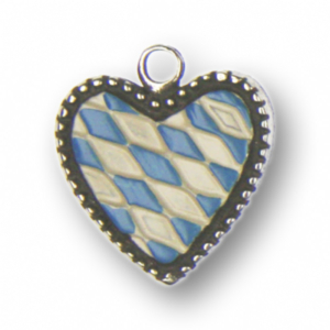 Zinn-Schmuck Anhänger Rautenherz weiß/blau