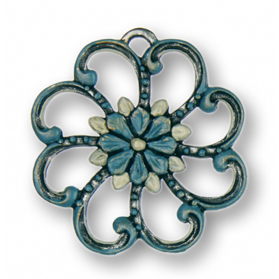 Modula® Anhänger rund mit Blume blau