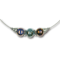 Modula® Collier -5101- türkis-blau (3 Keramikperlen), L: 40 cm
