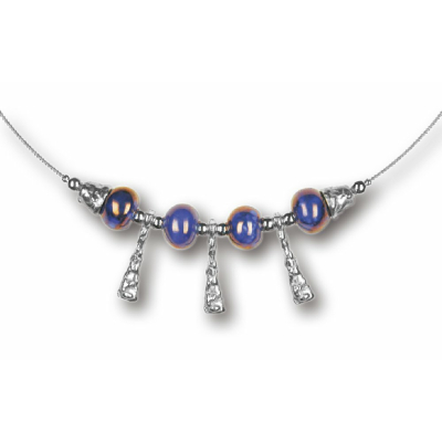 Modula® Collier -5102- blau (4 Keramikperlen), L: 40 cm