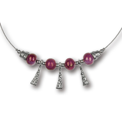 Modula® Collier -5102- rosa (4 Keramikperlen), L: 42 cm