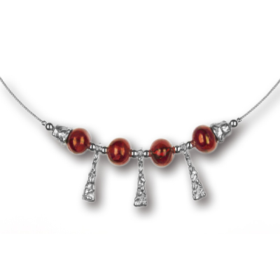 Modula® Collier -5102- rot (4 Keramikperlen), L: 42 cm