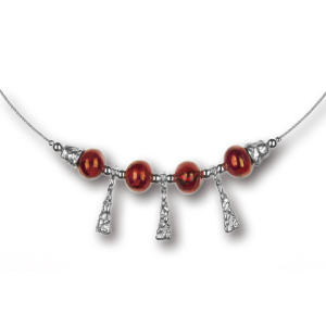 Modula® Collier -5102- rot (4 Keramikperlen), L: 42 cm