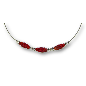 Modula® Collier -5107- rot (3 Glasspindeln), L: 40 cm