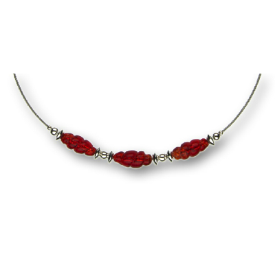 Modula® Collier -5107- rot (3 Glasspindeln), L: 50 cm