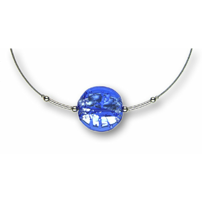 Modula® Collier -5109- dunkelblau (Glasperle flach groß), L: 40 cm