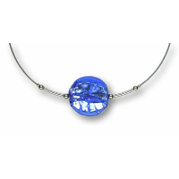 Modula® Collier -5109- dunkelblau (Glasperle flach groß), L: 50 cm