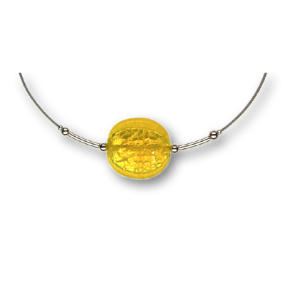 Modula® Collier -5109- gelb (Glasperle flach groß), L: 42 cm