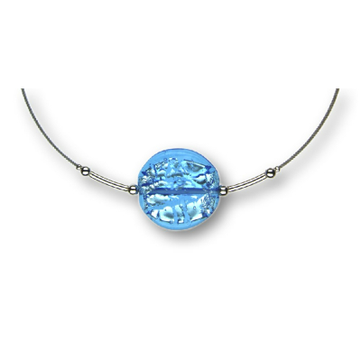 Modula® Collier -5109- hellblau (Glasperle flach groß), L: 40 cm