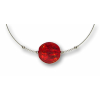 Modula® Collier -5109- rot (Glasperle flach groß), L: 40 cm