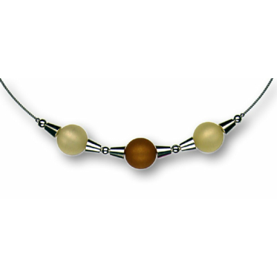 Modula® Collier -5111- beige-hellbraun (3 Polarisperlen matt), L: 45 cm