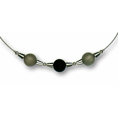Modula® Collier -5111- grau-schwarz (3 Polarisperlen matt), L: 42 cm