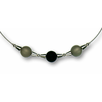 Modula® Collier -5111- grau-schwarz (3 Polarisperlen matt), L: 45 cm