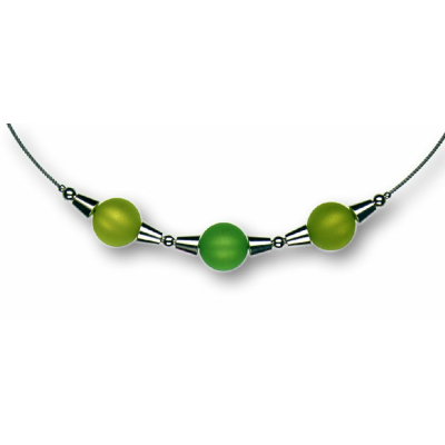 Modula® Collier -5111- kiwi-hellgrün (3 Polarisperlen matt), L: 45 cm
