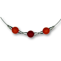 Modula® Collier -5111- orange-rot (3 Polarisperlen matt), L: 40 cm