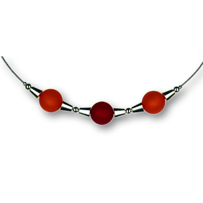 Modula® Collier -5111- orange-rot (3 Polarisperlen matt), L: 50 cm