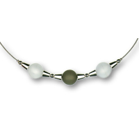 Modula® Collier -5111- weiß-grau (3 Polarisperlen matt), L: 42 cm