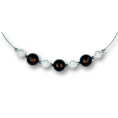 Modula® Collier -5112- dunkelbraun (3 Polarisperlen flitter, Star Dust), L: 50 cm