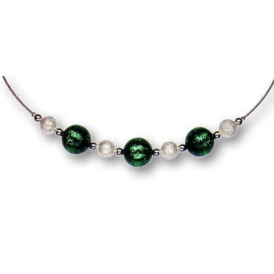 Modula® Collier -5112- grün (3 Polarisperlen flitter, Star Dust), L: 50 cm