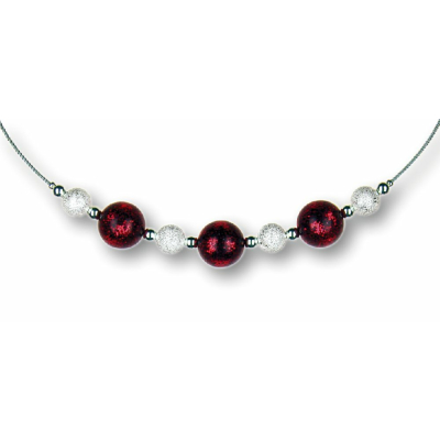 Modula® Collier -5112- rot (3 Polarisperlen flitter, Star Dust), L: 40 cm