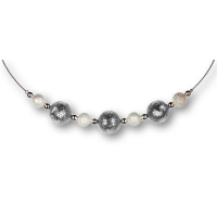 Modula® Collier -5112- silber (3 Polarisperlen flitter, Star Dust), L: 45 cm