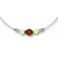 Modula® Collier -5113- beige-hellbraun (2 Polaris-Doppelkegel, 1 Polarisperle matt), L: 42 cm