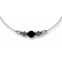 Modula® Collier -5113- grau-schwarz (2 Polaris-Doppelkegel, 1 Polarisperle matt), L: 40 cm