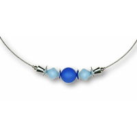 Modula® Collier -5113- hellblau-blau (2 Polaris-Doppelkegel, 1 Polarisperle matt), L: 42 cm