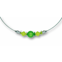 Modula® Collier -5113- kiwi-hellgrün (2 Polaris-Doppelkegel, 1 Polarisperle matt), L: 45 cm