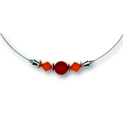 Modula® Collier -5113- orange-rot (2 Polaris-Doppelkegel, 1 Polarisperle matt), L: 40 cm