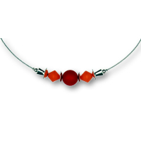 Modula® Collier -5113- orange-rot (2 Polaris-Doppelkegel, 1 Polarisperle matt), L: 40 cm