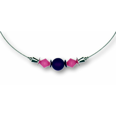 Modula® Collier -5113- pink-lila (2 Polaris-Doppelkegel, 1 Polarisperle matt), L: 42 cm