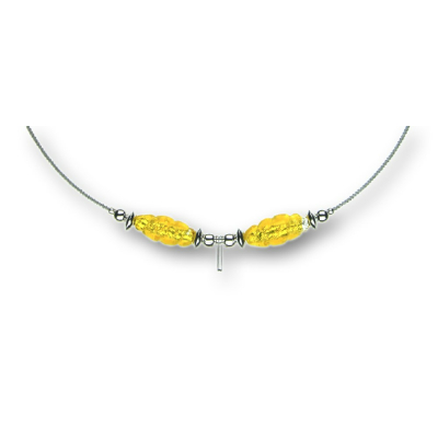 Modula® Halsreif Schmuckseil -106- gelb (2 Glasspindeln), L: 45 cm