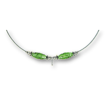 Modula® Halsreif Schmuckseil -106- grün (2 Glasspindeln), L: 50 cm