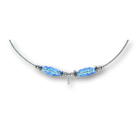 Modula® Halsreif Schmuckseil -106- hellblau (2 Glasspindeln), L: 40 cm