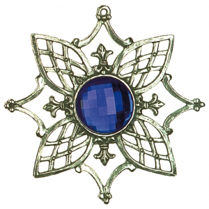 Zinn-Ornament-Stern antik Nr. 1 mit Schmuckstein blau