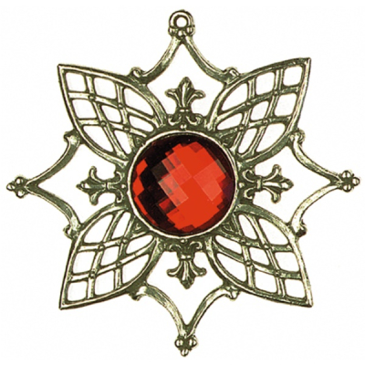Zinn-Ornament-Stern antik Nr. 1 mit Schmuckstein rot