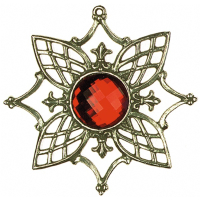 Zinn-Ornament-Stern antik Nr. 1 mit Schmuckstein rot