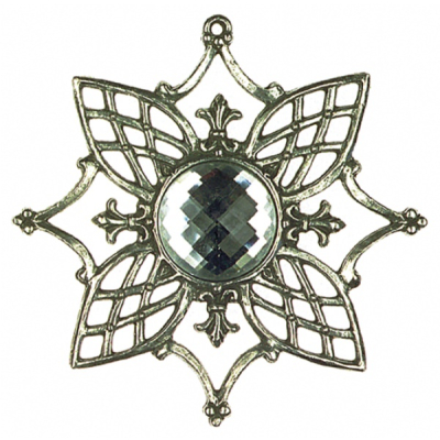 Zinn-Ornament-Stern antik Nr. 1 mit Schmuckstein weiß