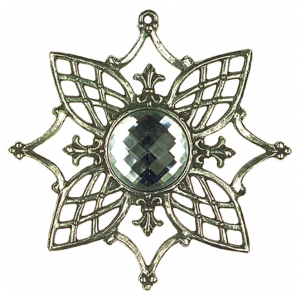 Zinn-Ornament-Stern antik Nr. 1 mit Schmuckstein weiß