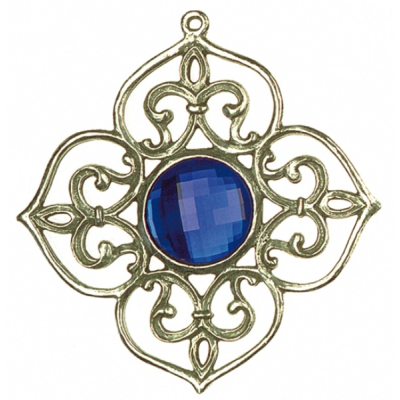 Zinn-Ornament-Stern antik Nr. 2 mit Schmuckstein blau