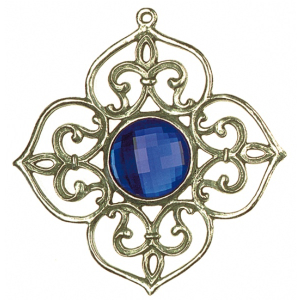 Zinn-Ornament-Stern antik Nr. 2 mit Schmuckstein blau