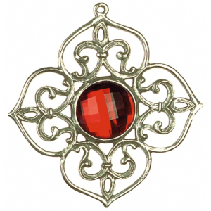 Zinn-Ornament-Stern antik Nr. 2 mit Schmuckstein rot