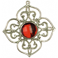 Zinn-Ornament-Stern antik Nr. 2 mit Schmuckstein rot