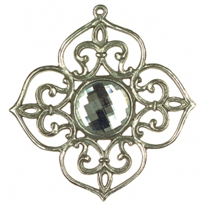 Zinn-Ornament-Stern antik Nr. 2 mit Schmuckstein weiß