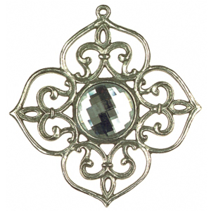 Zinn-Ornament-Stern antik Nr. 2 mit Schmuckstein weiß