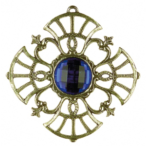 Zinn-Ornament-Stern antik Nr. 3 mit Schmuckstein blau